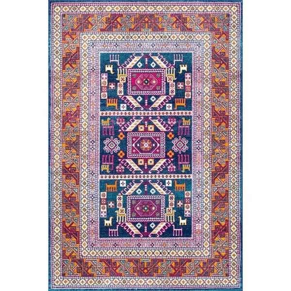 nuLOOM Marisela Tribal Panels Navy 7 ft. x 9 ft. Area Rug