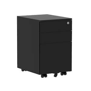 Black-02 3-Drawer Metal Mobile Pedestal File Cabinet