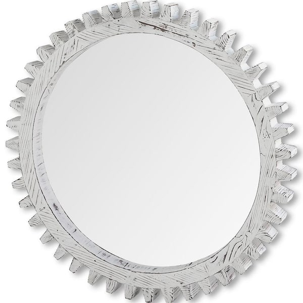Mercana Medium Round White Mirror (35.4 in. H x 35.4 in. W)
