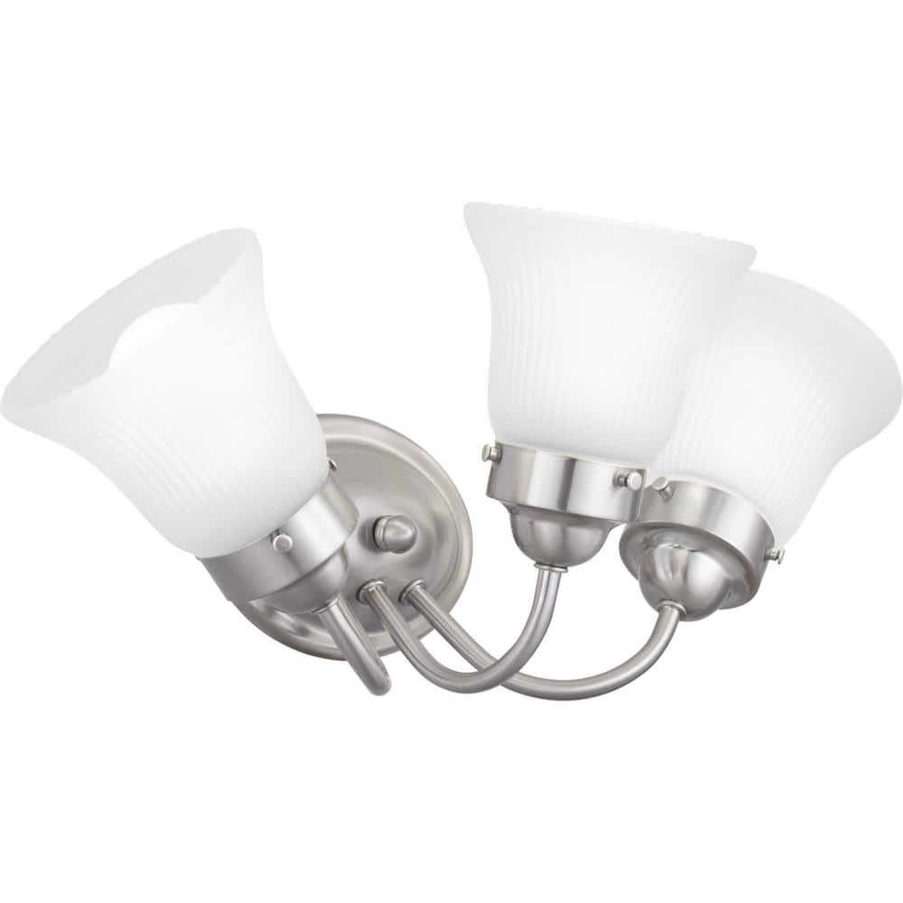 Brushed Nickel 3-Light Fluted Glass Bath Vanity Fixture