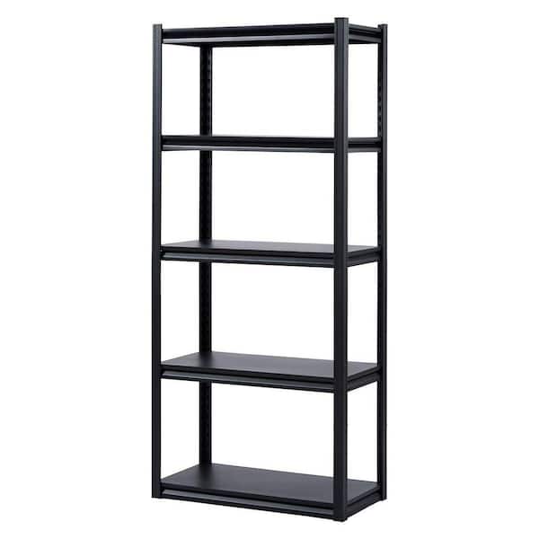 5-Tier Adjustable Metal Storage Shelves, 2000 lbs. Heavy Duty Pantry Organizers for Garage Basement in Black