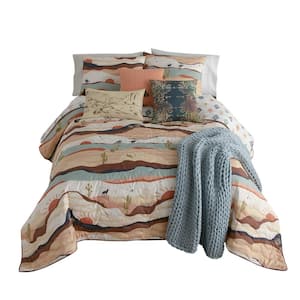 Journey 3-Piece Southwest Microfiber Beige King Quilt Set