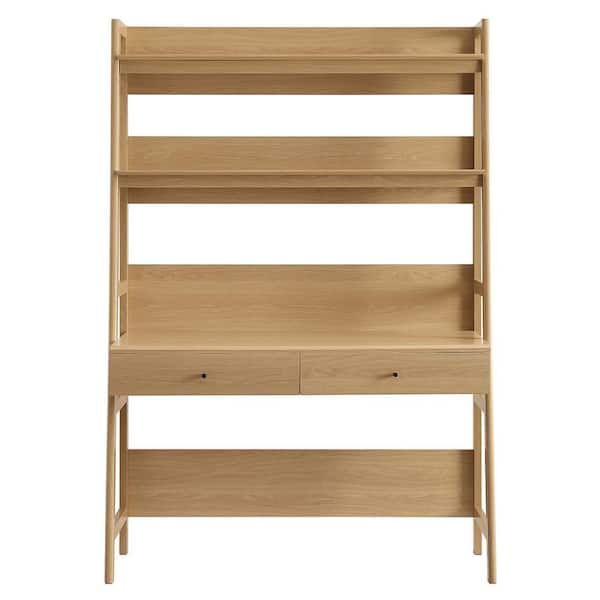 MODWAY Bixby 49 in. Rectangular Oak Wood 2-Drawer Desk EEI-6073
