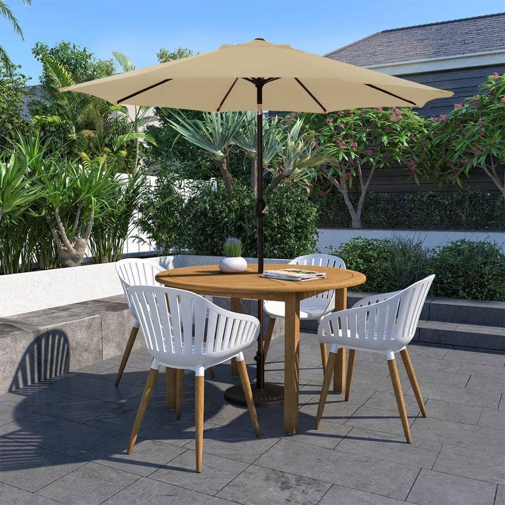 9 ft. Steel Market Tilt Patio Umbrella in Tan with Crank