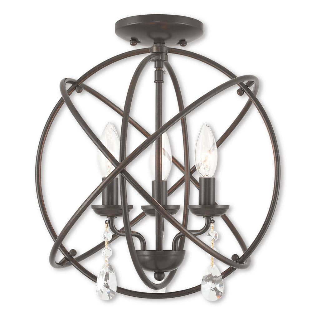Elegant Mini English Bronze Chandelier with Dangling Crystals