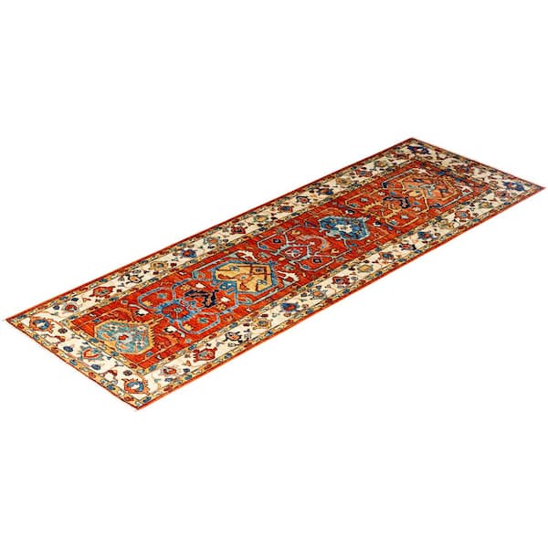 Serapi Orange 2 ft. x 8 ft. Tribal Wool Indoor Area Rug