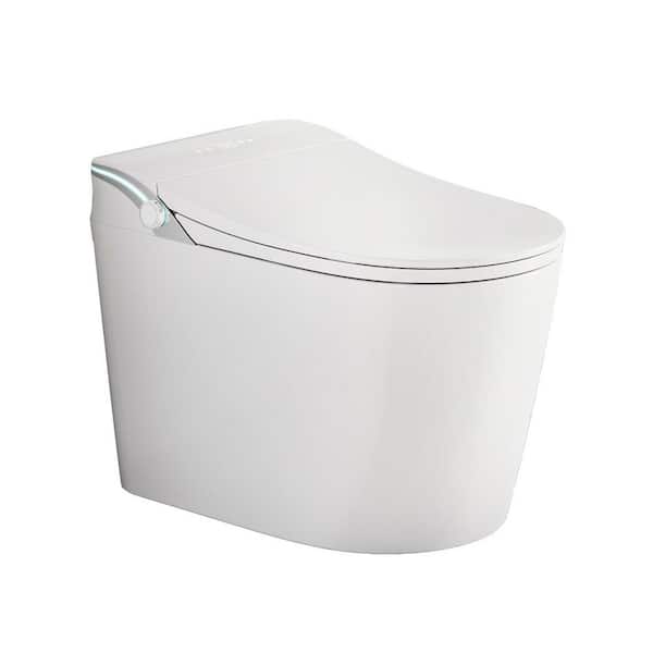 Elongated Round Bidet Toilet 1.28GPF in White Dynamic Clean with Dryer ADA Comfort Height and Foot Sensor Power Outage