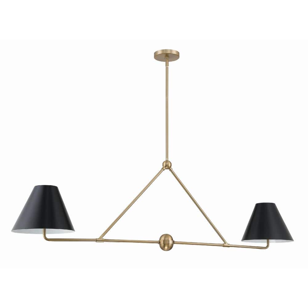 Vibrant Gold and Black Steel 4-Light Chandelier