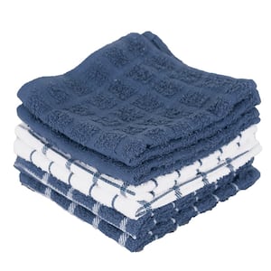 Federal Blue Terry Check Cotton Dish Cloth Set of 6