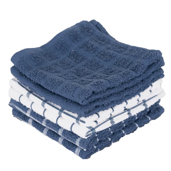 RITZ Federal Blue Terry Check Cotton Dish Cloth Set of 6