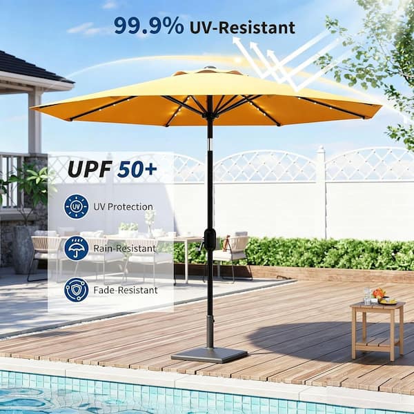 10ft solar led lighted patio umbrella w tilt adjustment fade-resistance SUGIFT w/ Adjustment, Fade-Resistant Fabric button tilt system lets you adjust the canopy for optimal sun Garvee 10 ft. Patio Umbrella,