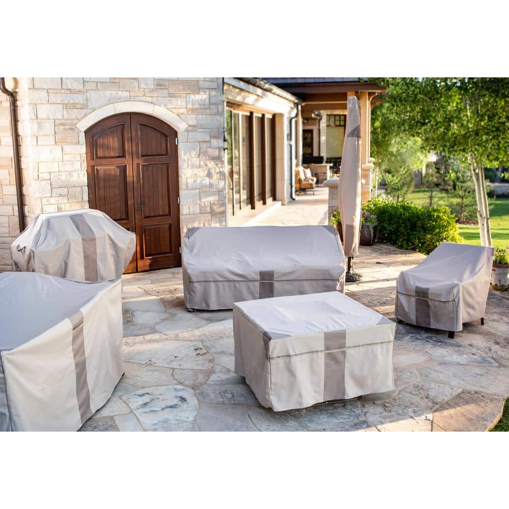 Beige Heavy-Duty Weather-Resistant Patio Chaise Lounge Covers, Set of 2