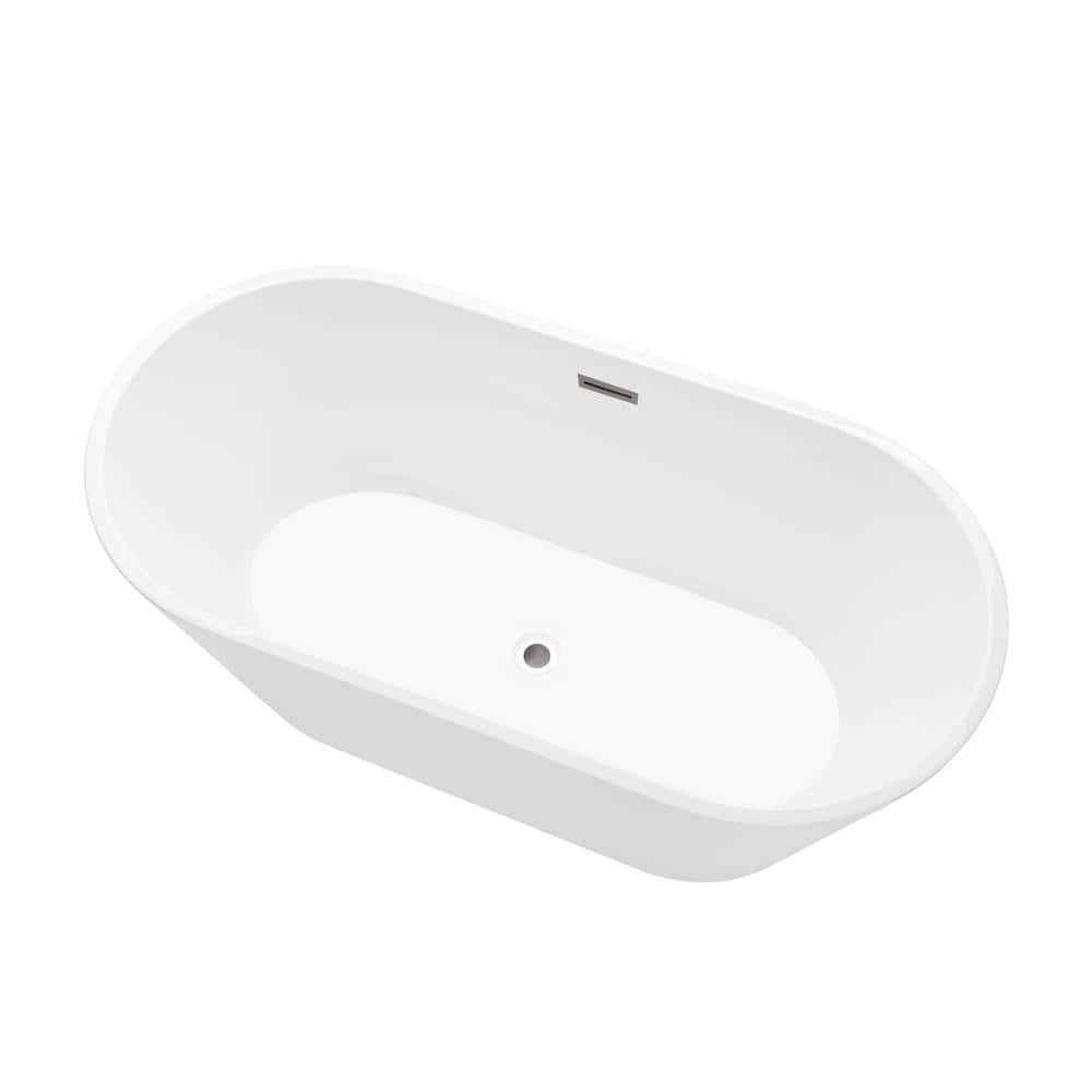 Iris 59" White Freestanding Acrylic Soaking Bathtub
