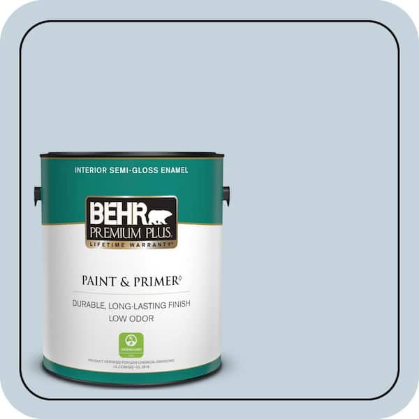 BEHR PREMIUM PLUS 1 gal. #570E-2 Velvet Sky Semi-Gloss Enamel Low Odor Interior Paint & Primer