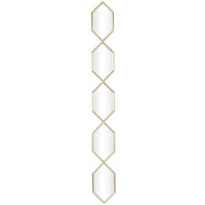 59 in. x 7 in. Slim Stacked Chain 5 Layer Geometric Framed Gold Wall Mirror with Trellis Pattern
