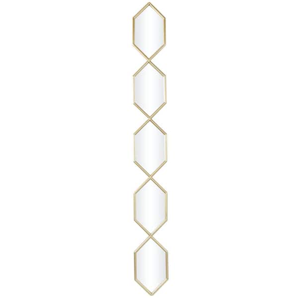 Litton Lane 59 in. x 7 in. Slim Stacked Chain 5 Layer Geometric Framed Gold Wall Mirror with Trellis Pattern