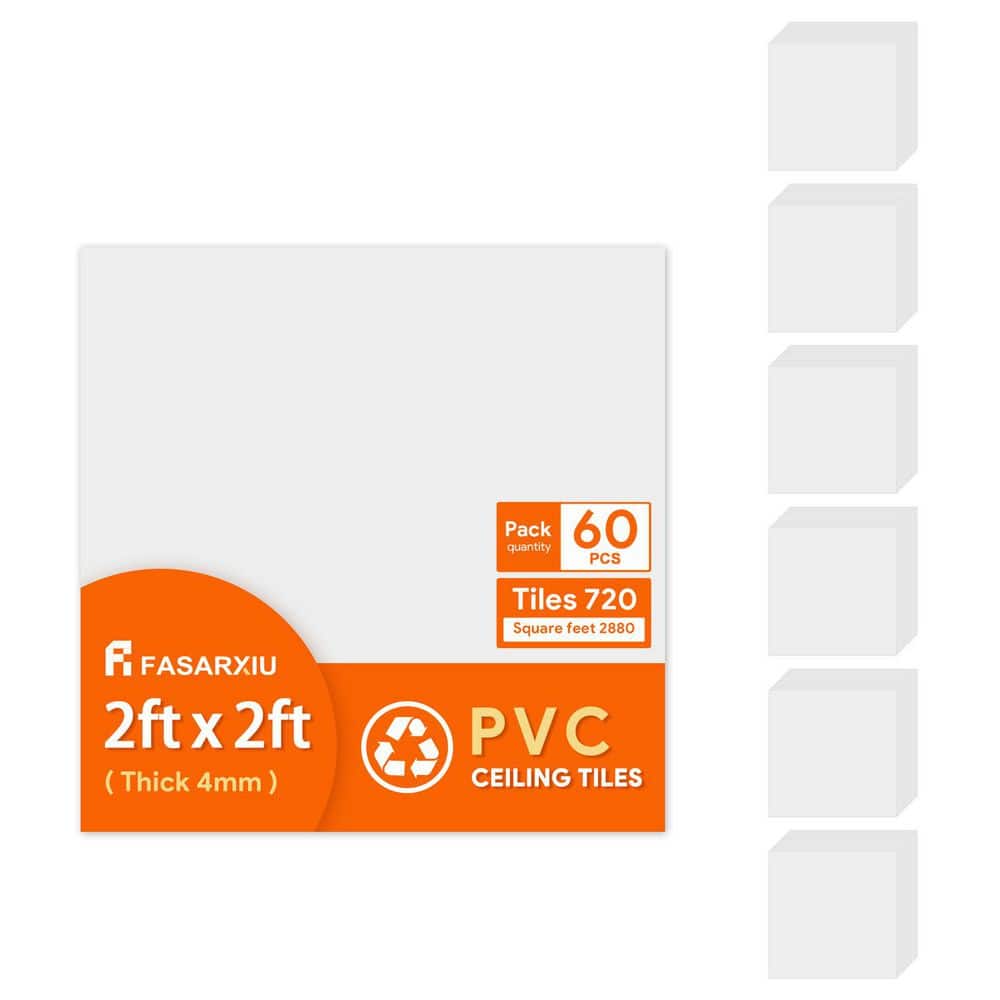 2 x 2 ft. Smooth White High-Grade PVC Drop Ceiling Tile, Waterproof, Washable and Fire-Rated (2880 sq. ft./box) price history on PriceWatchPro