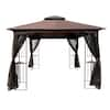 FORCLOVER 10 ft. x 10 ft. Brown Metal Frame Patio Canopy with ...