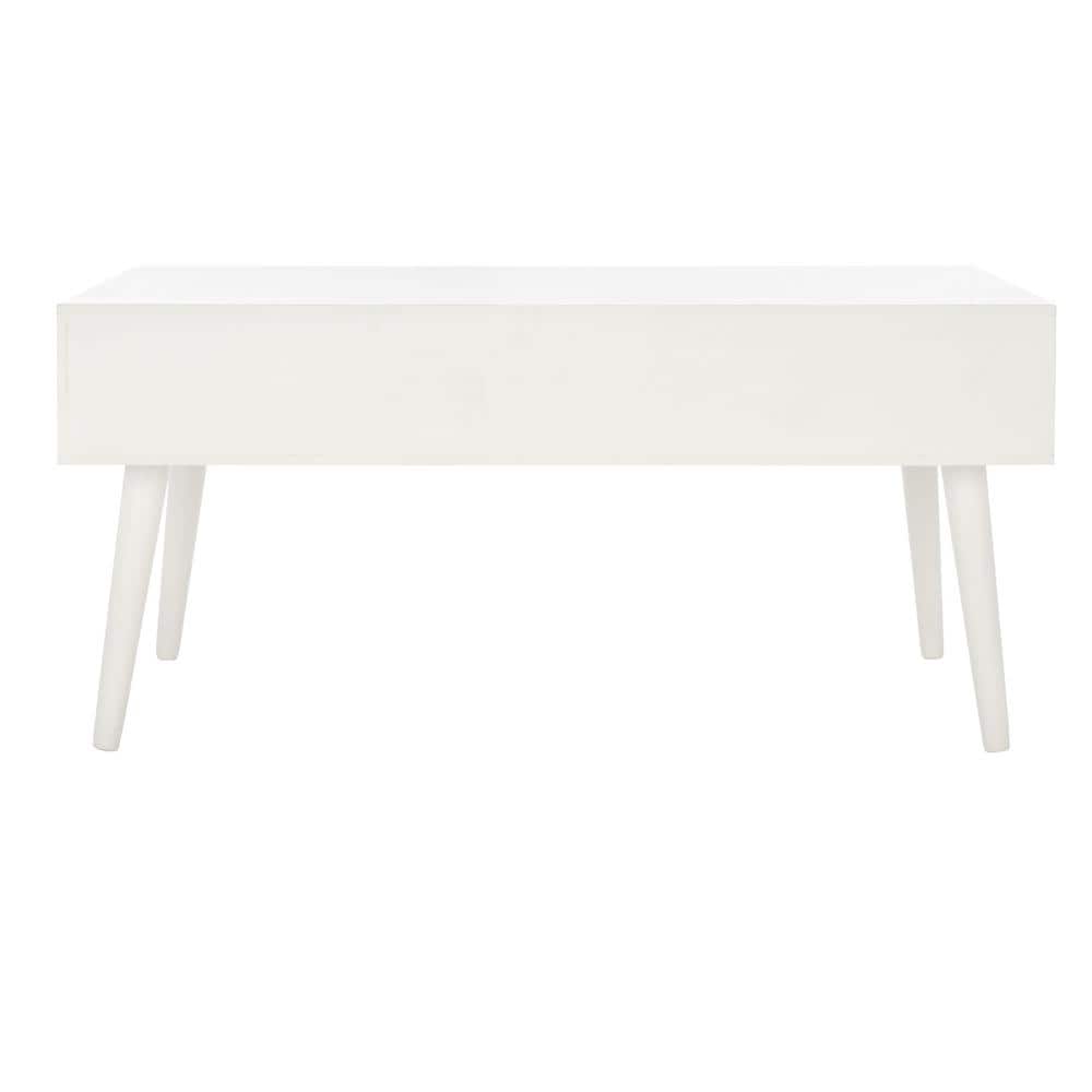 Mozart Mid-Century Rectangular Coffee Table with Storage - Distressed White