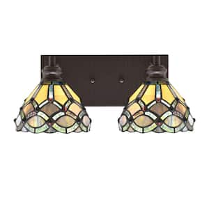 Albany 16 in. 2-Light Espresso Vanity Light with Grand Merlot Art Glass Shades