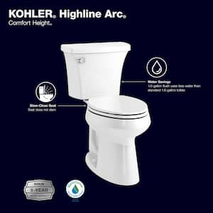 Highline Arc 2-piece 1.0 GPF elongated toilet in white (seat not included)