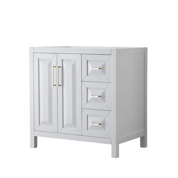 Wyndham Collection Daria 35 in. W x 21.5 in. D x 35 in. H Bath Vanity Cabinet without Top in White