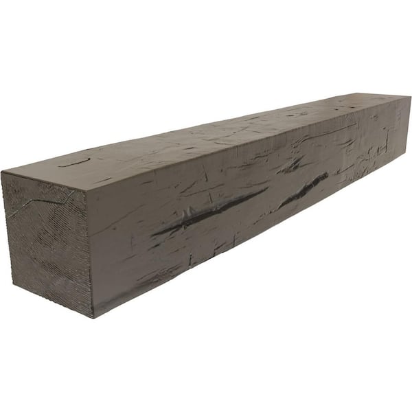 Ekena Millwork 4 in. x 4 in. x 4 ft. Hand Hewn Faux Wood Beam Fireplace Mantel Burnished Honey Dew