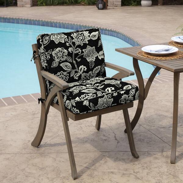 ARDEN SELECTIONS Plush PolyFill 21 in. x 20 in. Outdoor Dining Chair Cushion  in Ashland Black Jacobean TH19587B-D9Z1 - The Home Depot