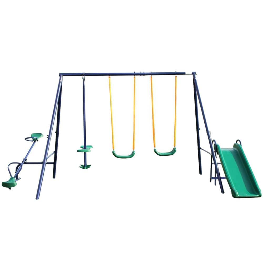 Tatayosi Outdoor Metal Swing Set With Slide P DJ 60516 The Home Depot   Multicolor Swings P Dj 60516 64 1000 