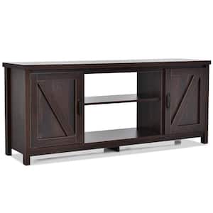 59 in. Brown Coffee TV Stand Fits TV up to 65 in. with Adjustable Shelves
