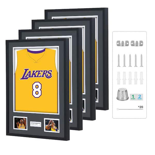 Unbranded Jersey Frame Display Case Black 23.6 in. x 31.5 in. Jersey Frame Jersey Display Case Wood for Photos Signature (4-Pack)