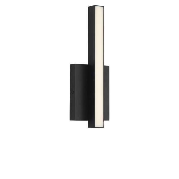 Marque 13 in. W x 4.5 in. H Midnight Black Modern LED Dimmable Bathroom Vanity Light with White Acrylic Shade