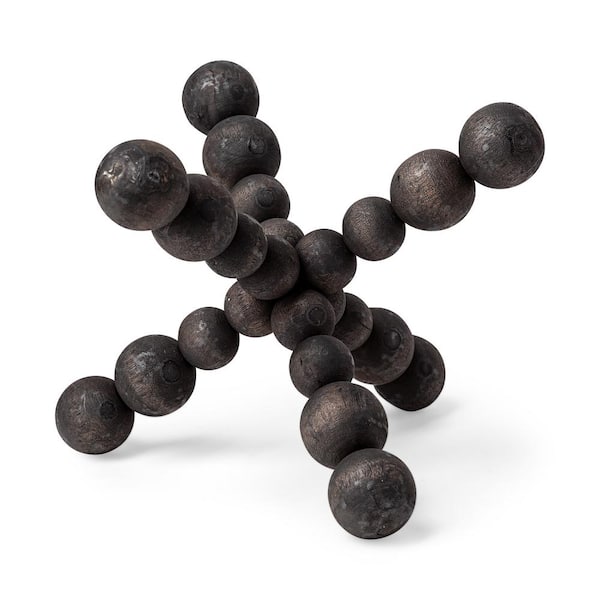 Mercana Carollan II (Large) 9L x 9W Black Geometric Wood Ball Jack