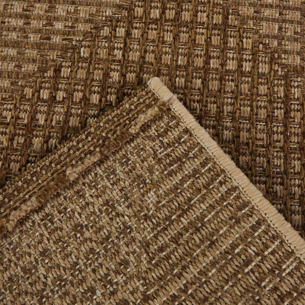 Bisset Brown Checkered Textured Indoor/Outdoor Area Rug 5'3" x 7'
