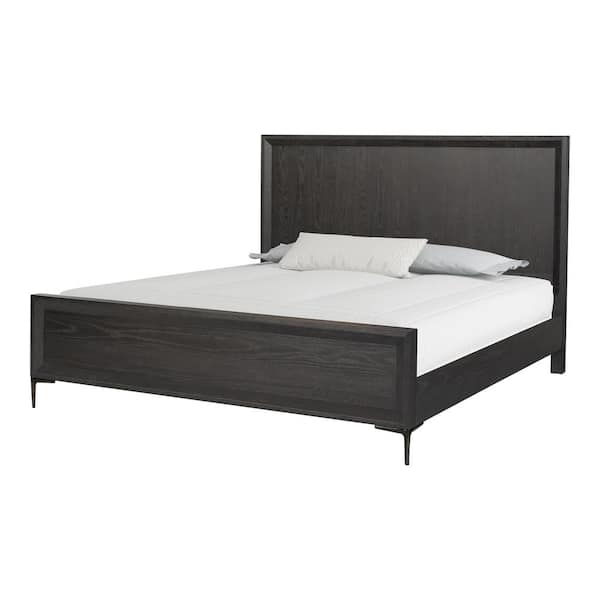 Jolt Brown Wood Frame Queen Panel Bed with Panel Headboard