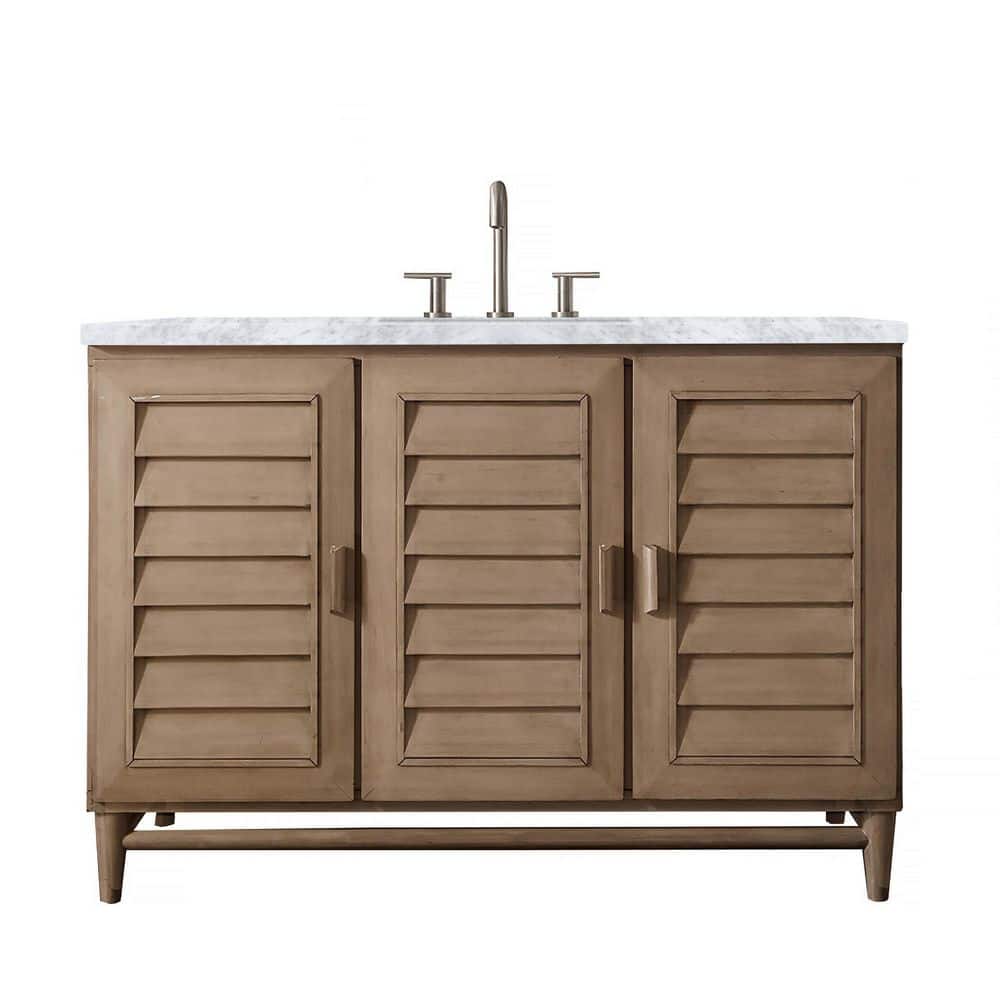 Portland 48 in. W x 23.5 in.D x 34.3 in.H Single Bath Vanity in Whitewashed Walnut with Marble Top in Carrara White price history on PriceWatchPro