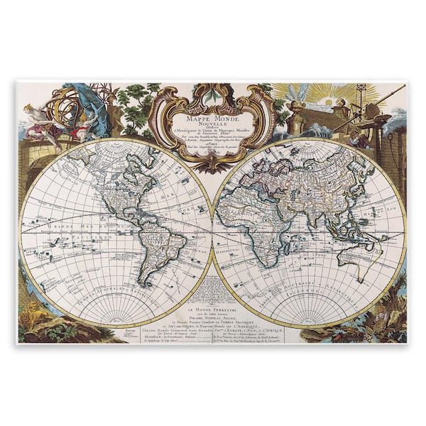 Stupell Industries Classic Inspired World Map by Chris Donovan Unframed Typography Graphic Art Print 13 in. x 19 in.