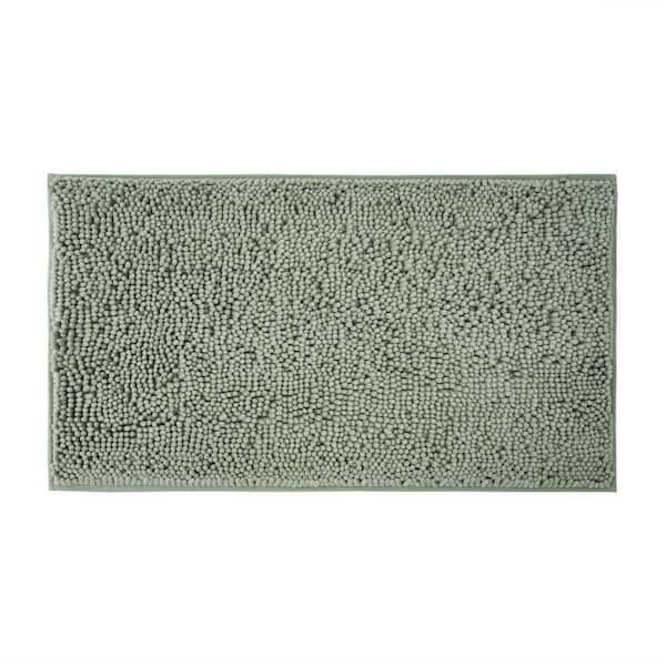 Plush Shag Chenille Sage Green 27 in. x 45 in. Bath Rug