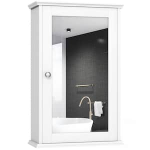 13.5 in. W x 6 in. D x 21 in. H White Bathroom Wall Cabinet with Single Mirror Door and Adjustable Shelf