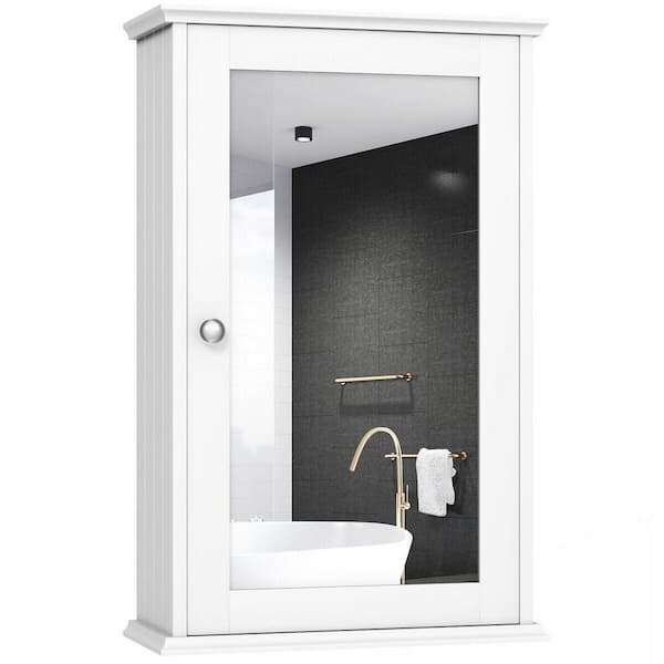 Bunpeony 14 in. W x 7 in. D x 20 in. H White Adjustable Hanging Bathroom Storage Wall Cabinet