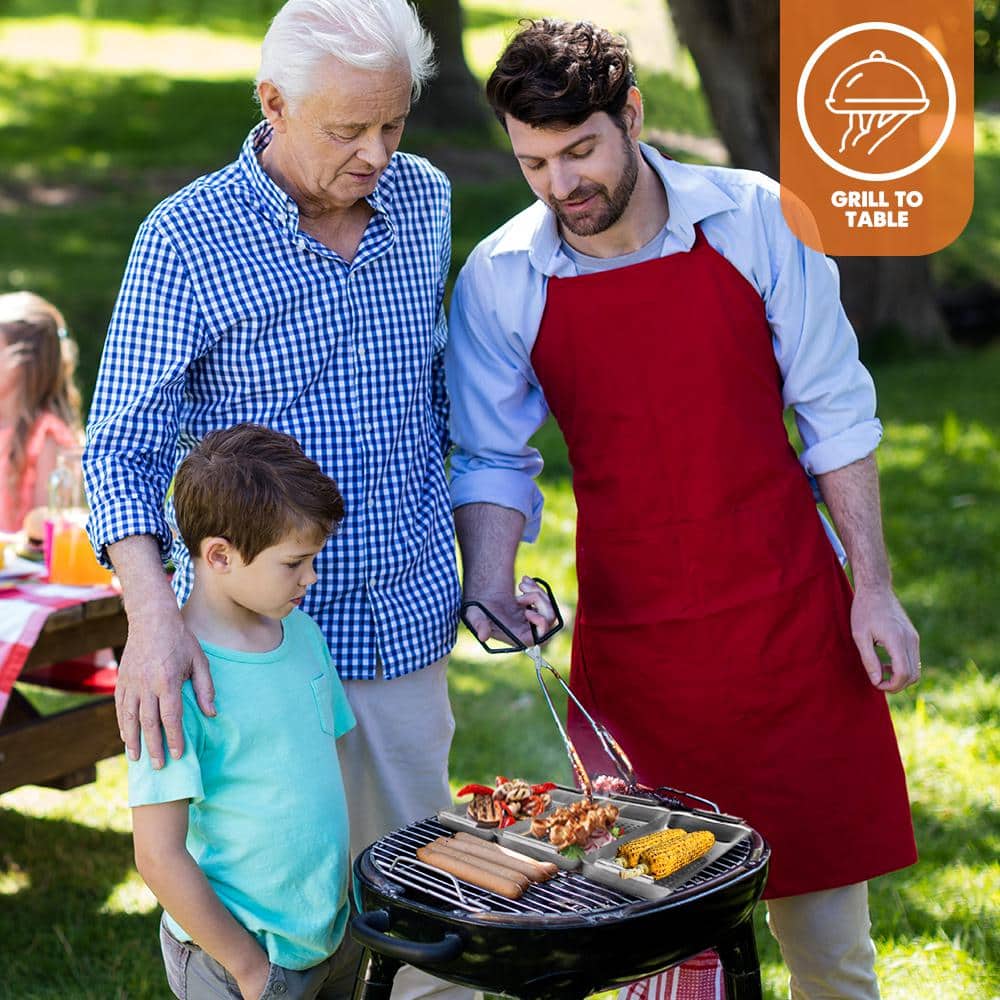 Stainless Steel BBQ Grill Basket Set with Clip-On Handle