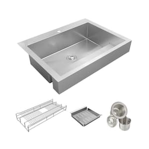 Dart Canyon 36in. Farmhouse/Apron-Front 1 Bowl 16 Gauge  Stainless Steel Workstation Sink w/Accessories