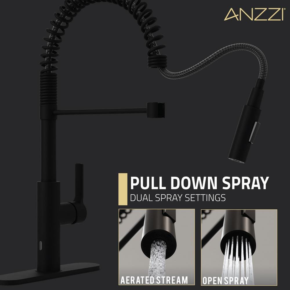 Matte Black Stainless Steel Touchless Pull-Down Kitchen Faucet