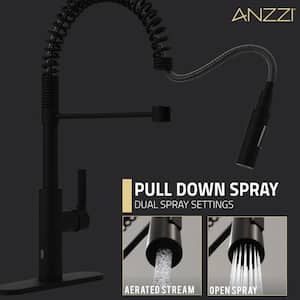 Ola Hands Free Touchless 1-Handle Pull-Down Sprayer Kitchen Faucet with Motion Sense and Fan Sprayer in Matte Black