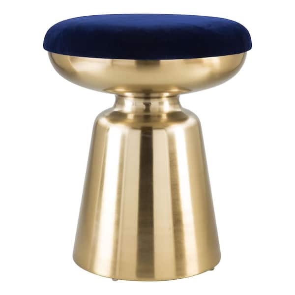 ZUO Juniper 19 in. Blue and Gold Side Stool