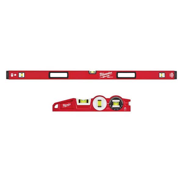 Milwaukee 48 in. REDSTICK Magnetic Box Level with 10 in. 360 Locking Die Cast Torpedo Level (2-Piece)