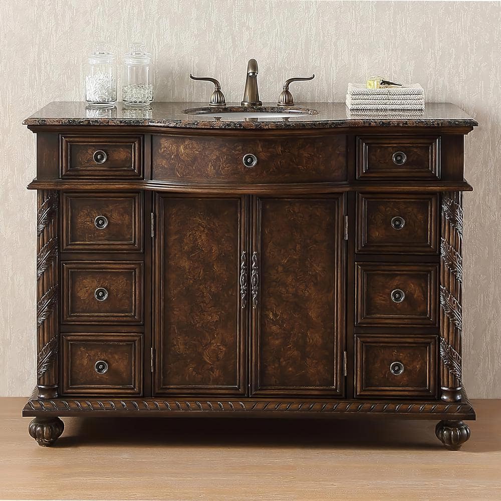 Amelia 48 in. W x 22 in. D x 36 in. H Single Sink Vanity in Antique Brown w