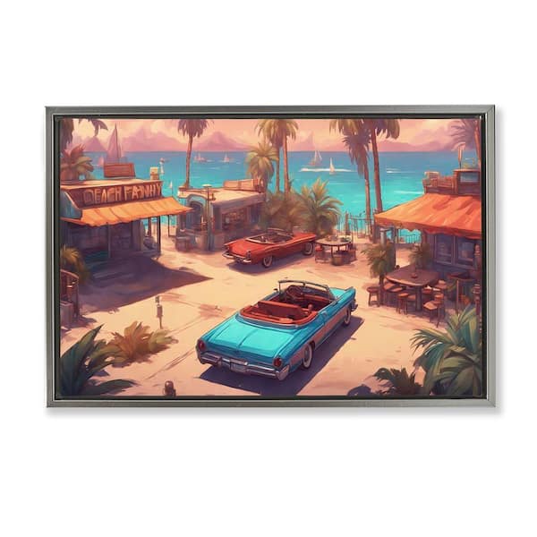 Stupell Industries Bright Beach Hues View by Noah Bay Gray Floater Frame Typography Graphic Art Print 21 in. x 31 in.