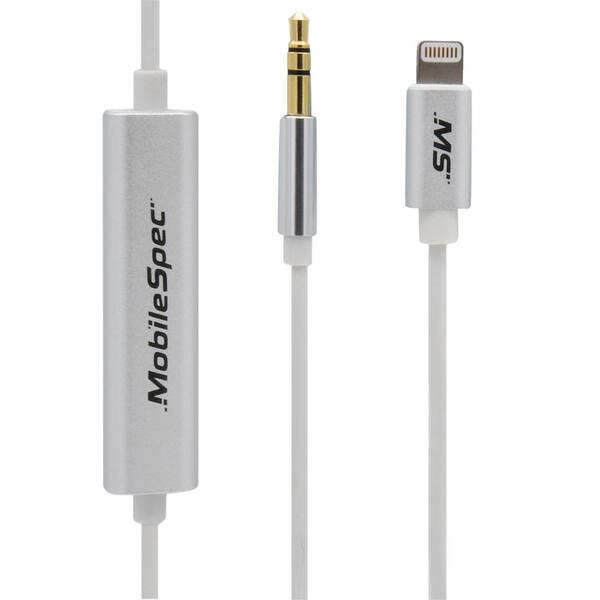 Mobilespec Lightning To 3 5 Mm Auxiliary Adapter Cable White Mbs12552 The Home Depot