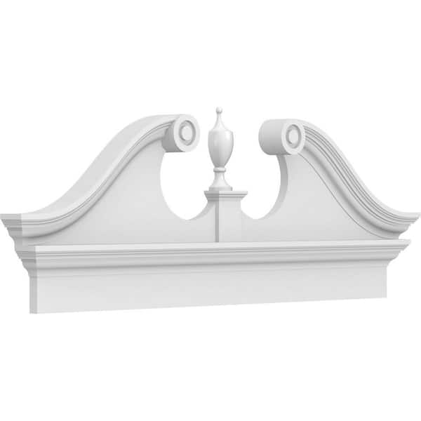 Ekena Millwork 2-3/4 in. x 48 in. x 18-7/8 in. Rams Head Architectural Grade PVC Combination Pediment Moulding